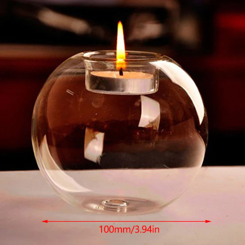 Round Clear Glass Candle Holder 