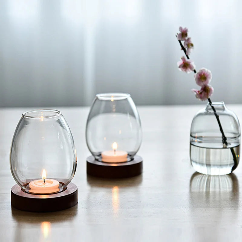 Table Decor Round Glass Candlestick