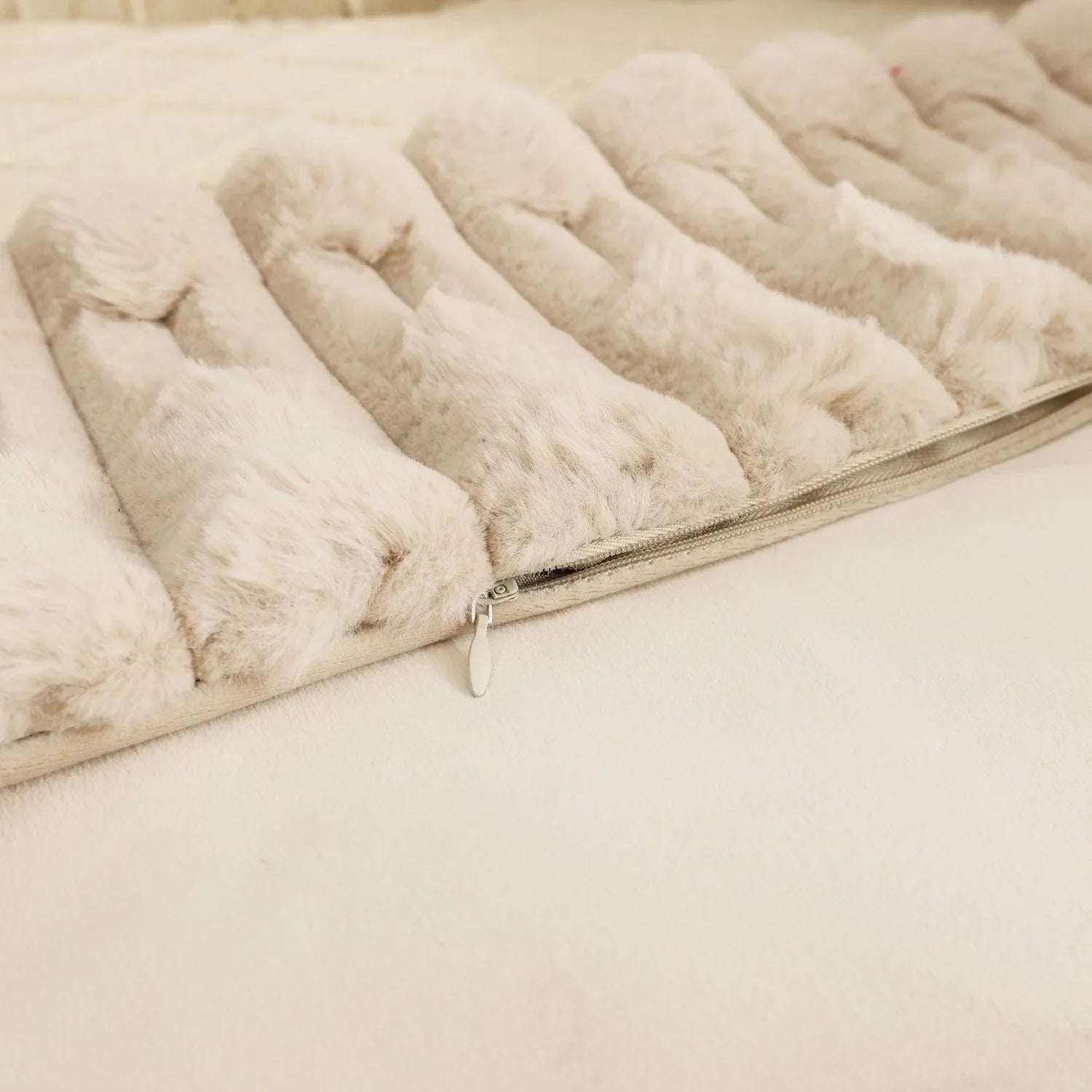 Striped Plush Fluffy Sofa Cushion 