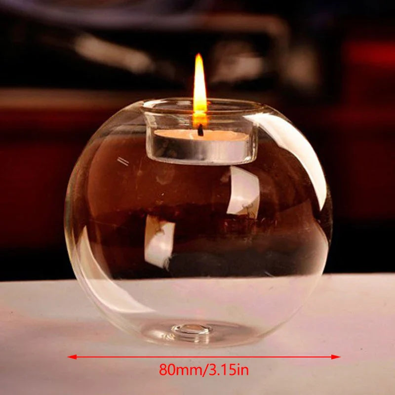 Round Clear Glass Candle Holder 