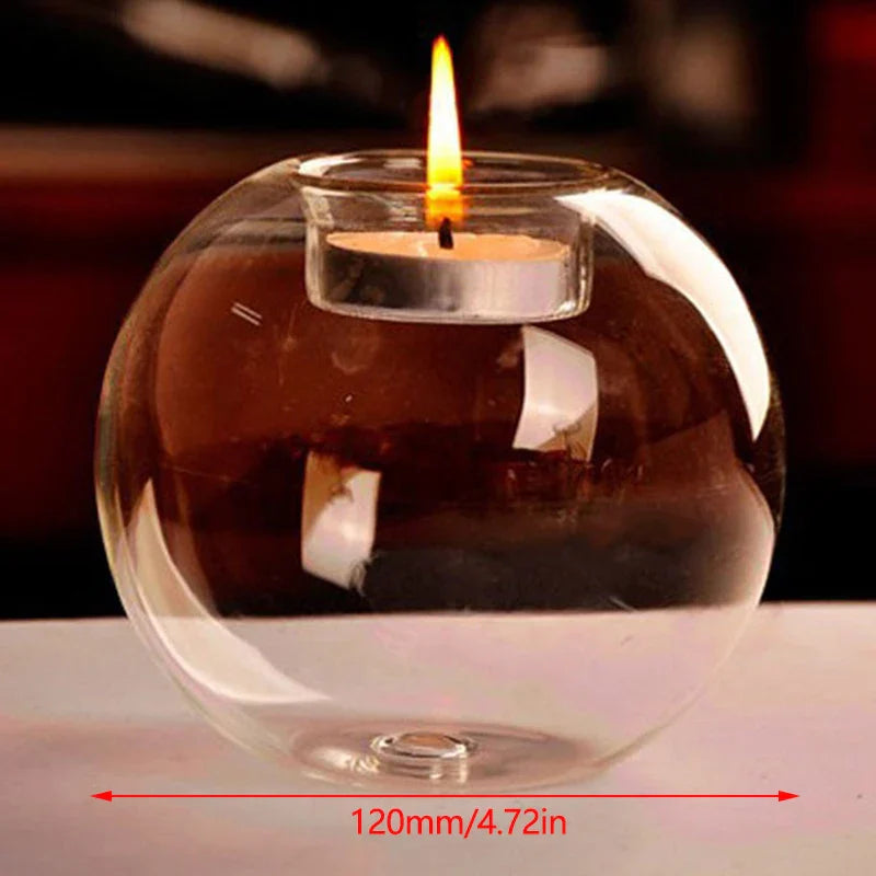 Round Clear Glass Candle Holder 