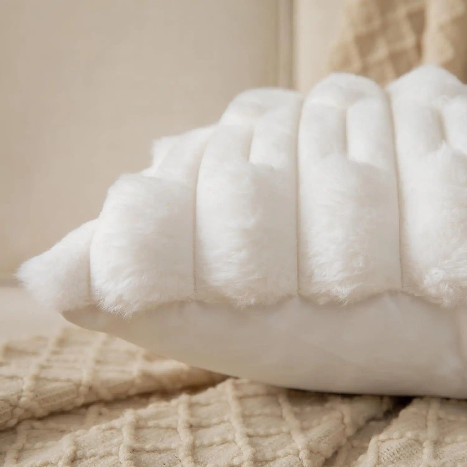 Striped Plush Fluffy Sofa Cushion 